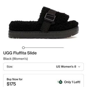 UGG Black Fluffita Slide with Buckle